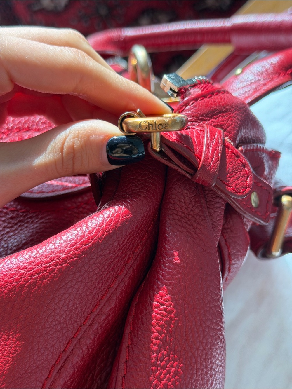 RED CHLOE PADDINGTON BAG - Picture 3 of 7
